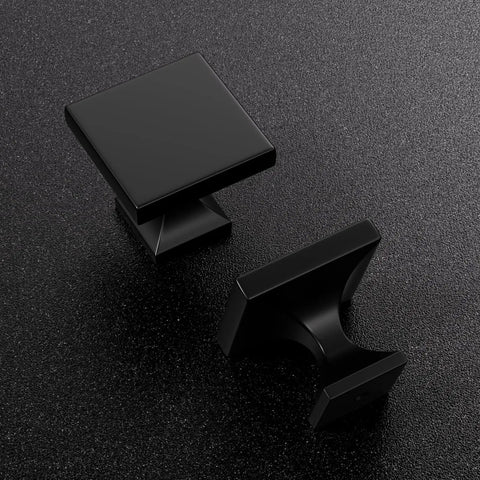 5 Pack Matte Black Square Cabinet Knobs For Kitchen And Bath Zinc Alloy Hardware Handles And Drawer Pulls Durable Build
