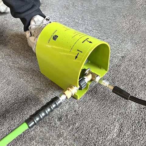 Foot Valve Sewer Jetter Kit For Pressure Washer 4000 PSI With Power Washing Ball Valve And Foot Control Valve Heavy Duty Steel Construction in use