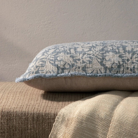 Paleblue Floral Throw Pillow Covers Set Of 2 12x20 Inches Cozy Home Cushions For Living Room Sofa Decor With Durable Linen Look Fabric And Hidden Zipper For Easy Insertion, floral pillow cover on sofa