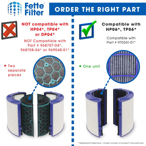 Premium 2 Pack Air Purifier Filter Replacement For HP06 HP09 TP06 TP07 TP09 PH01 PH02 PH03 PH04 HP07 TP07 comparison chart