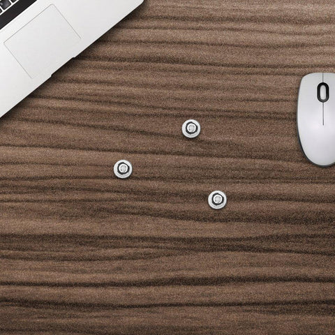 10Pcs M3 Black Hard Drive Mounting Screws For Laptops And Electronics Self Tapping Fasteners on wooden desk with laptop and mouse.