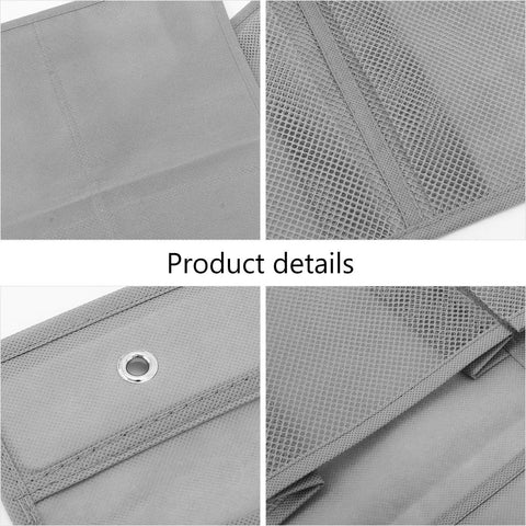 Slick Door Shoe Organizer With Six Deep Mesh Pockets And Heavy Duty Hanging Hooks For No Fuss Entryway Tidy Up close-up of grey mesh pockets.
