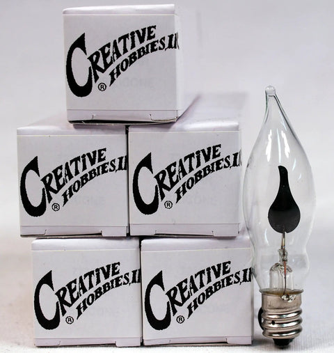 Flicker Flame Light Bulb Dope Orange Candle Like Glow 3 Watt 130 Volt E12 Candelabra Base Nickel Plated with boxes