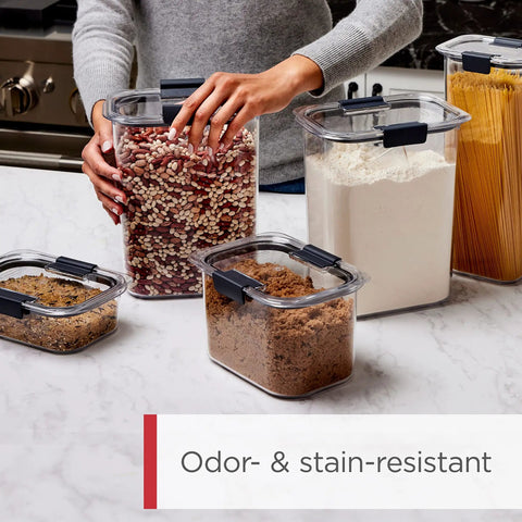 Person organizing kitchen with Clear 32oz Cereal Storage Container with Airtight Seal, Shatterproof Tritan, BPA Free.