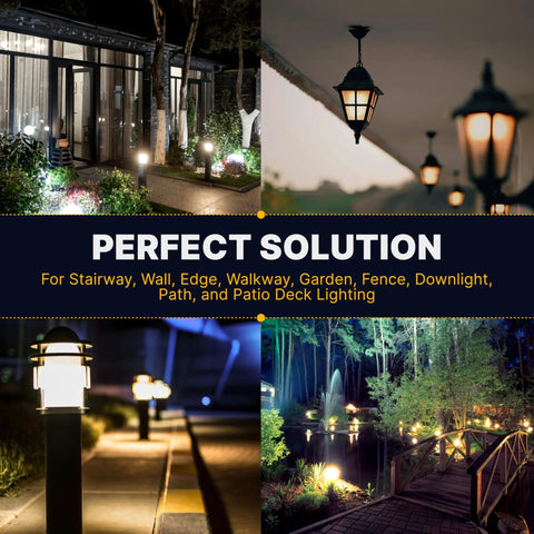 Low Voltage Landscape T5 Wedge Bulbs 12V 11W Pack Of 10 Clear for Malibu Lights illuminating garden pathways and patio decks