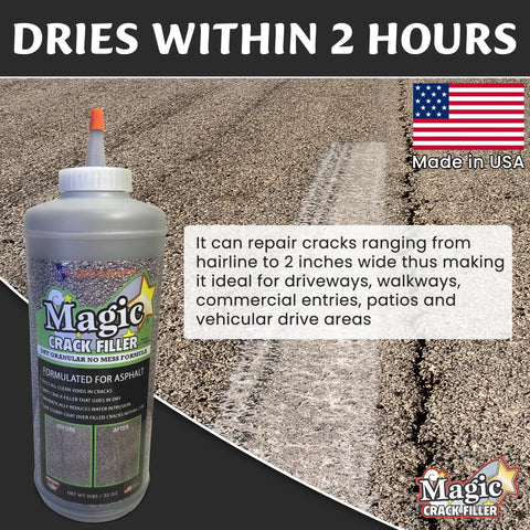 Built Like A Tank Asphalt Crack Sealer And Driveway Repair Fill In Jet Black 2.5 Pound Dry Granular Pack for easy DIY use.