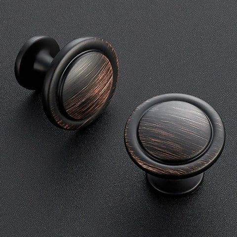 Oil Rubbed Bronze Cabinet Knobs And Drawer Pulls Set 30 Pack One And A Quarter Inch Round Door Pulls And Knobs Closeup