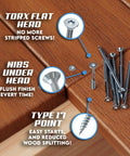 12 X 4 Inch Type 305 Stainless Deck Screws Flat Head Torx T25 Drive Rust Resistant For Outdoor Decking And Woodwork Pile On Deck