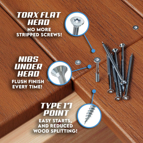 12 X 4 Inch Type 305 Stainless Deck Screws Flat Head Torx T25 Drive Rust Resistant For Outdoor Decking And Woodwork Pile On Deck