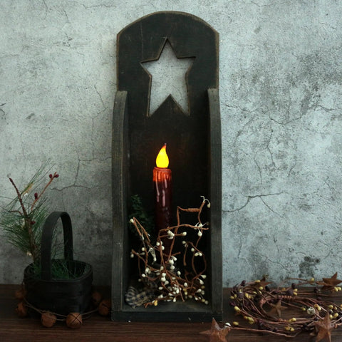 Real Wax Hand Dipped Battery Operated LED Taper Candles Burgundy Six And Three Quarters Inch Flameless Rustic Primitive Decor