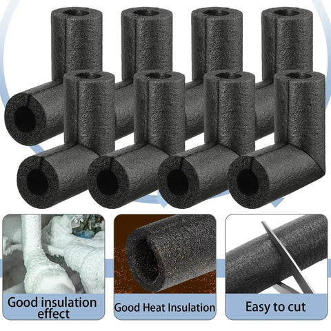 Four Piece One Half Inch Pipe Insulation Foam Tubing Elbows For Outdoor Water Lines Keeps Pipes From Freezing With Heat Preservation And Weatherproof Protection Durable Elbow Tubing