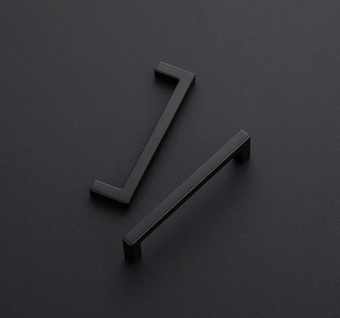 Two handles from 25 Pack Solid 4 Inch Center To Center Slim Square Bar Drawer Handles In Matte Black Cabinet Hardware For Kitchen Cabinets