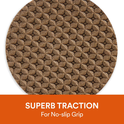 Close-up of 1.5-inch brown Heavy Duty Self Adhesive Gripping Pads For Hard Surfaces One And A Half Inch Brown 8 Count No Slip Furniture Grippers