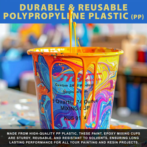 5 Quart Plastic Mixing Cups Set, 12 Pack For Paint, Automotive Coatings, Epoxy Resin, Acrylic Arts And Crafts, colorful paint