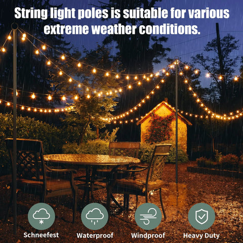 Outdoor String Light Poles 2 Pack 10 Ft Tall Ground Insertion Poles For String Lights Backyard Patio Decor For Parties And Weddings