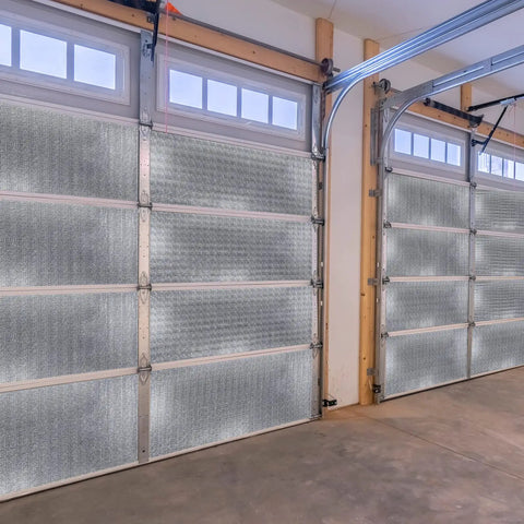 Garage doors with Garage Door Insulation Kit With 16 Double Bubble Panels And 100 Adhesive Tape, Reflective Aluminum Radiant Barrier Sheets