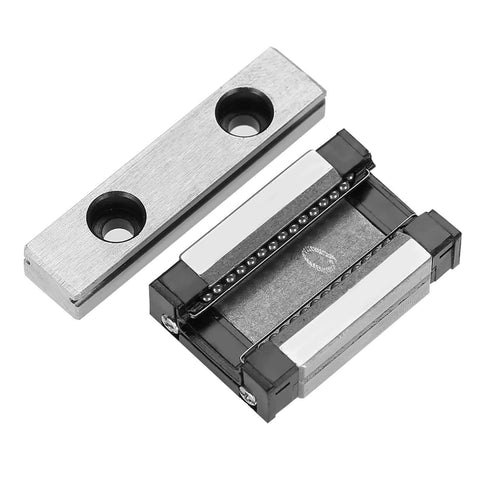 LML9B 9mm Wide Miniature Linear Rail Guide with four-point contact and built-in lubrication system, shown disassembled on white background