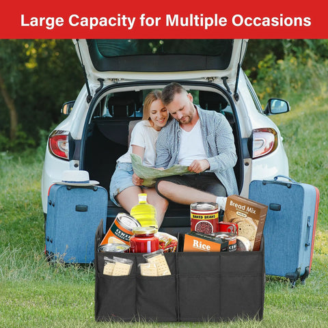 Trunk Organizer For Car SUV And Truck Collapsible Road Trip Ready Storage Box 50L Capacity Waterproof 600D Oxford Polyester