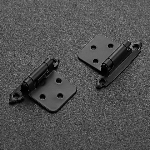 60 Pack 30 Pairs One Half Inch Overlay Cabinet Hinges Self Closing Semi Concealed Face Mount Matte Black With Door Bumpers