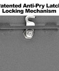 Close-up view of the Locking Wall Mount Mailbox With Large Capacity Heavy Duty Electrogalvanized Steel Granite Finish Anti Pry Latch 12 Wafer Disc Lock.