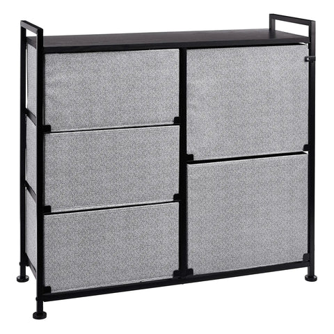 Heavy Duty Five Drawer Closet Organizer In Sleek Black Fabric With Hella Roomy Canvas Drawers Zero Hassle Design For Bedroom Or Living Room Stores Outfits Smooth And Simple.
