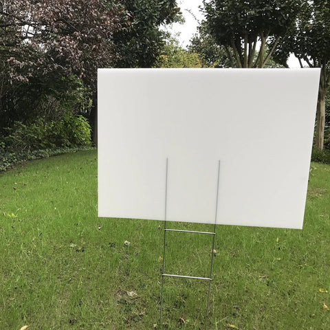 Six Pack 24x18 White Lawn Yard Signs Corrugated Plastic With Durable H Stakes Blank Promo Signs For Open Houses