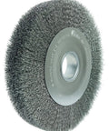 10 Inch Wide Face Crimped Wire Wheel With.0118 Inch Steel Fill, 2 Inch Arbor, Flexible Brushing For Deburring And Light Duty Cleaning