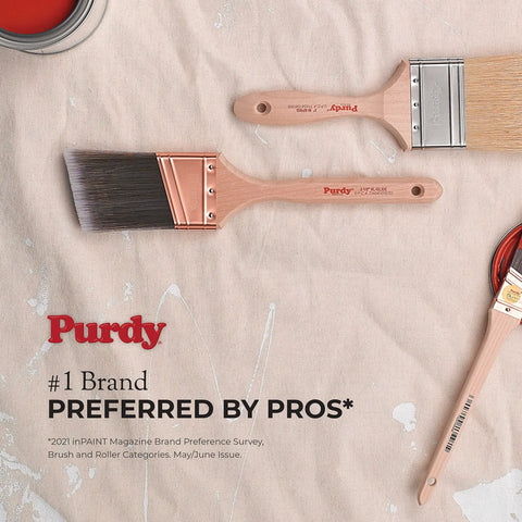 Overhead view of two XL paint brushes on a cloth, highlighting Three Piece XL Paint Brush Set With One Inch Dale One And A Half Inch Glide.