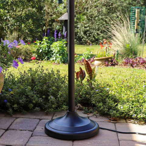 Base of Castillo Outdoor Floor Lamp With Oil Rubbed Bronze Highlight Finish in garden, Rustic Vibe Backyard Lighting, 62 Inch Tall