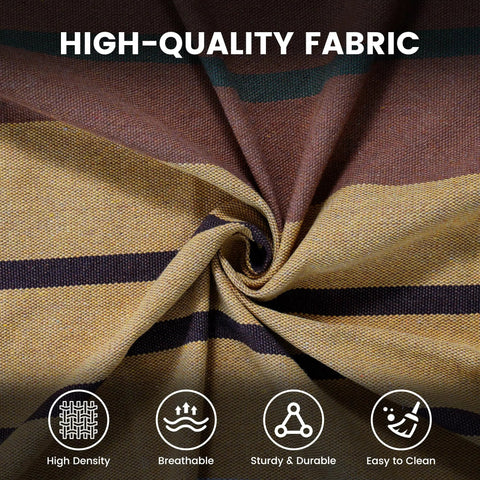 Cotton Double Hammock With 55 Inch Spreader Bar Portable Camping Hammock With Carrying Bag And Tree Straps For Patio Backyard Or Balcony 450 Pound Capacity Brown And Khaki Fabric Texture