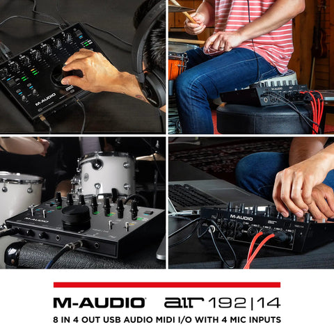 USB C Audio Interface For Studio Recording With 8 Inputs And 4 Outputs MIDI In Out 24 Bit 192 KHz Resolution in use in home studio