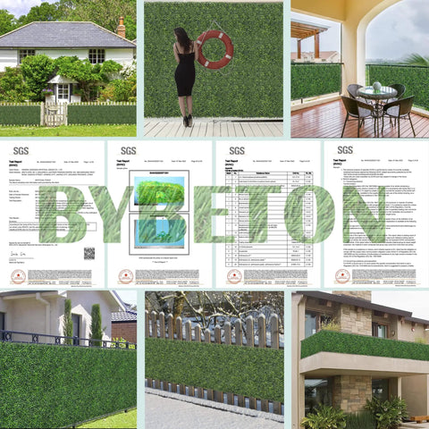 Grass Wall Panels For Balcony And Patio 40 By 120 Inch Artificial Ivy Privacy Fence Screen displayed in various outdoor settings