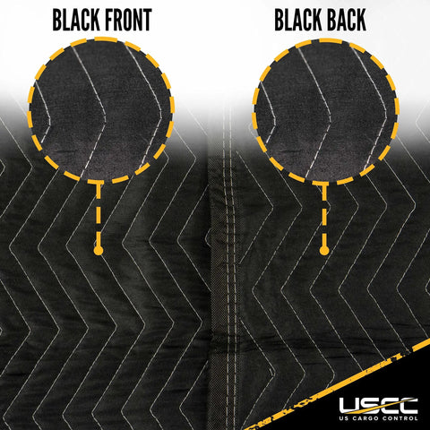 Heavy Duty Moving Blankets 80 by 72 Inches 4 Pack Quilted Furniture Pads Cotton Polyester Pro Grade, black front and back.