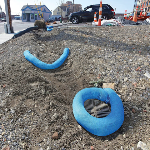 Sediment Filter Sock For Erosion Control And Storm Drain Protection, 5 Inch Diameter By 10 Foot Length, Blue, Flexible Debris Barrier