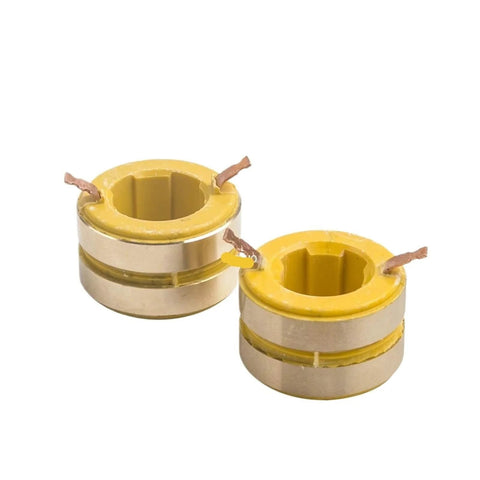 Copper Ring Slip Ring Kit For Generators With Collector Ring And Conductive Carbon Brush Holder Assembly, shown in close-up