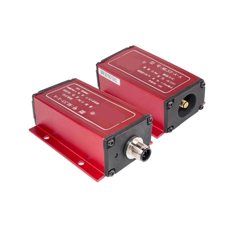Next Gen Eddy Current Displacement Sensor ML33 A 12.5 Stroke With Low Signal Loss, red stainless steel housing, industrial use