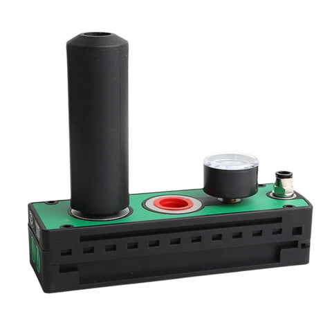 Mini Multi Stage Pneumatic Vacuum Generator with Energy Saving Design, high flow, black and green compact industrial workhorse.