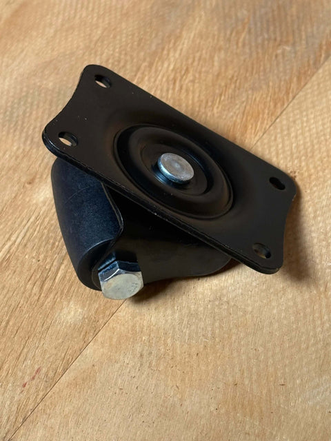 1-inch swivel caster with square 4-hole mounting plate and black nylon wheel