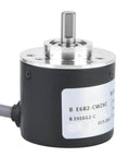 Close-up of Incremental Encoder with Quick Response Internal ASIC System, 38mm diameter, metal shell, cable connection visible.