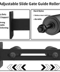Adjustable Sliding Gate Guide Roller 6 Inch Dual Hard Nylon Rollers with Steel Bracket Overview
