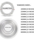 Various sizes of 16 Inch Aluminum Lazy Susan Turntable Bearing, Heavy Duty Swivel Round Rotating Plate, diagram with measurements.
