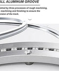 Close-up of Aluminum Alloy Lazy Susan Turntable Bearing with brushed silver groove detail and ball bearings for smooth rotation.