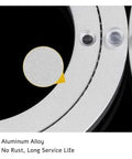 Close-up of 10 Inch Heavy Duty Lazy Susan Turntable Hardware Manual Swivel Ball Bearing Base made with aluminum alloy.