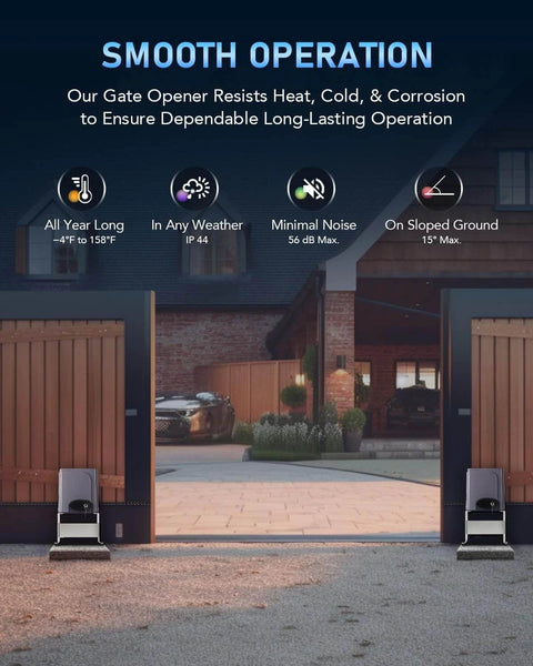 Automatic Sliding Gate Opener Kit with Wireless Keypad and Remotes 280W Motor installed in driveway gate