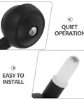 Replacement Baby Walker Wheels Set 4 Plastic Stroller Wheel Casters For Baby Trolley And Furniture Front And Back Fits 0.38 Inch Hole Diameter Tool Free Installation For Quiet Indoor And Outdoor Use showing black wheel and stem with easy installation and quiet operation text.