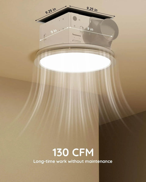 Bathroom Exhaust Fan With Light 130 CFM Quiet Ceiling Mount Vent 1.5 Sones 47W 1100 Lumens LED Light by Fitop installed