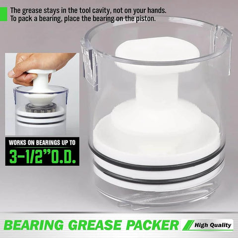 Premium Bearing Packer Kit, Portable Handy Wheel Bearing Packer Tool, effortlessly flushes old grease and repacks wheel bearings