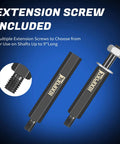 Extension screw included for 14 pcs bearing puller and splitter kit 5 ton with 2 and 3 inch separator jaws, shown with multiple screws.