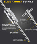 Slide hammer details for Upgrade Bicycle Blind Hole Bearing Puller Set with Slide Hammer & Two-Jawed Puller showing steel build and handle design.