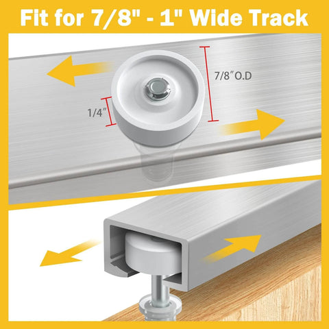 Closet bifold door hardware repair kit 2 pack, featuring sliding door guide wheel, fits 7/8 to 1 inch wide track, gray color.